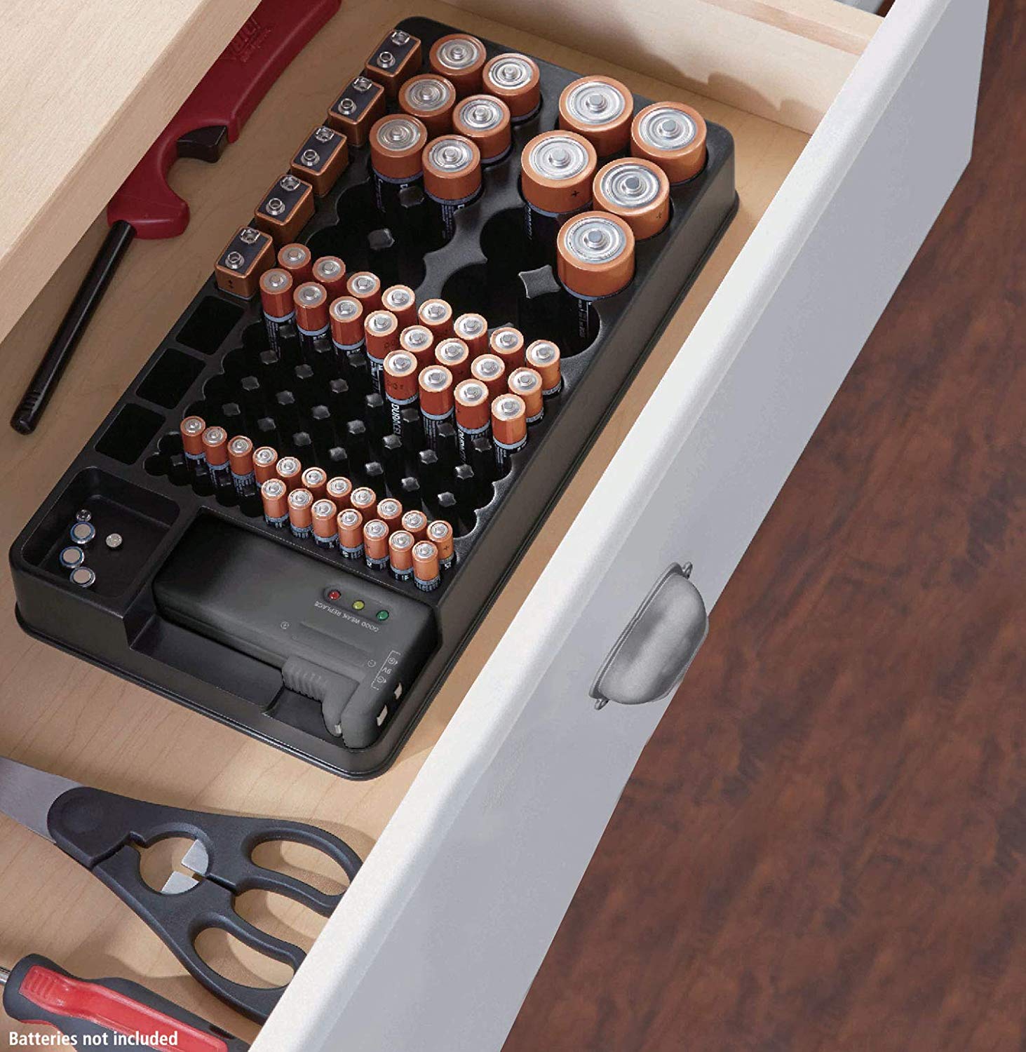 Battery Storage Organizer Holder with Tester
