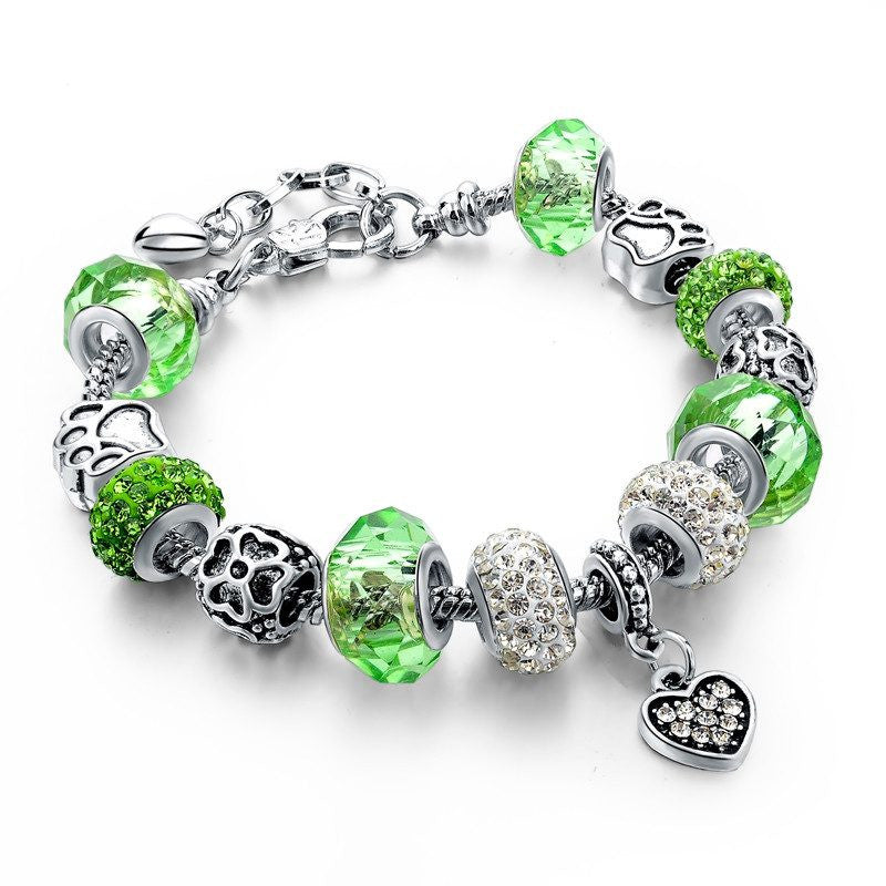 Bracelet crystal Heart Charms