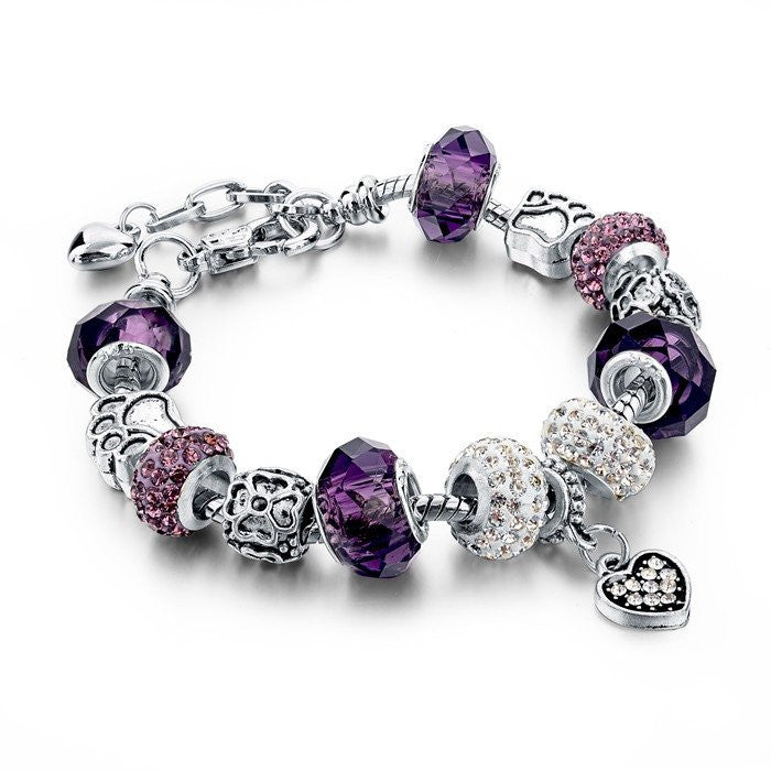 Bracelet crystal Heart Charms