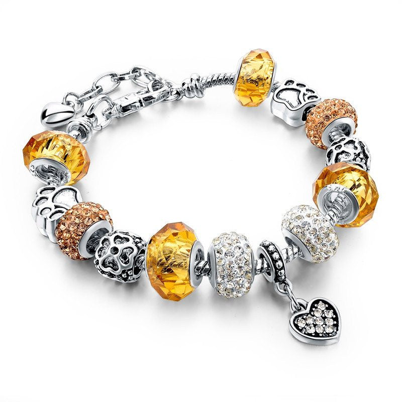 Bracelet crystal Heart Charms