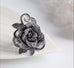 Elite Black Flower Bague