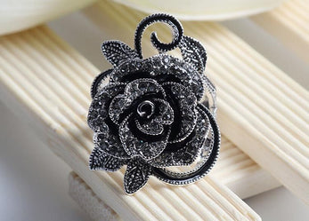 Elite Black Flower Bague