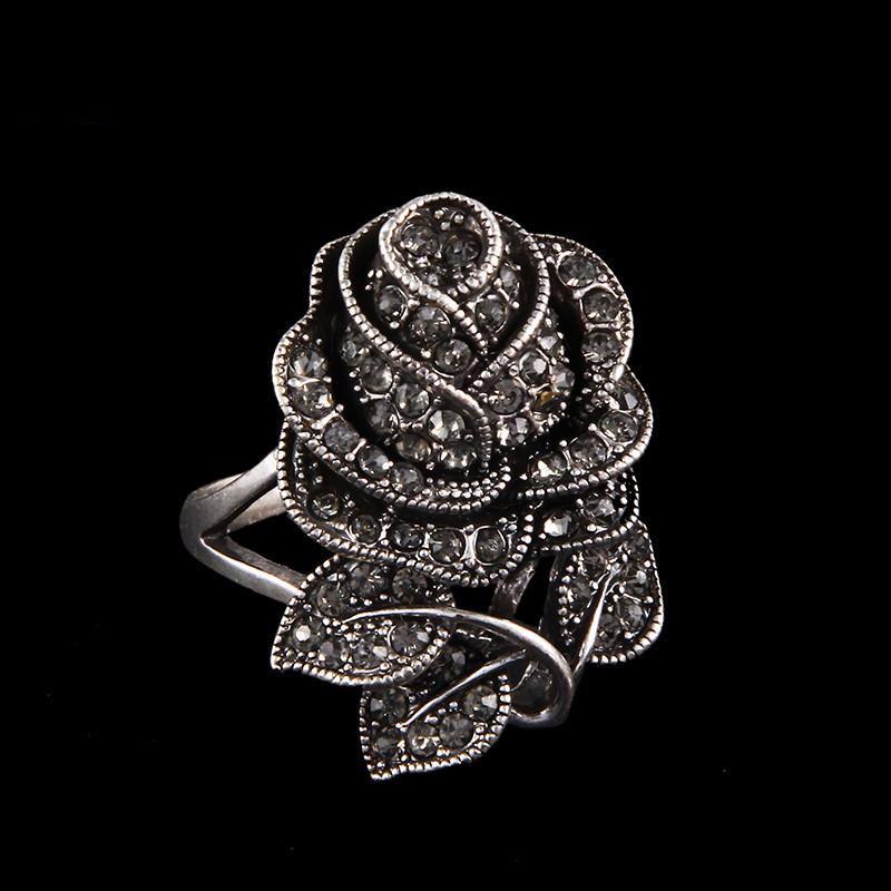 Elite Black Flower Bague