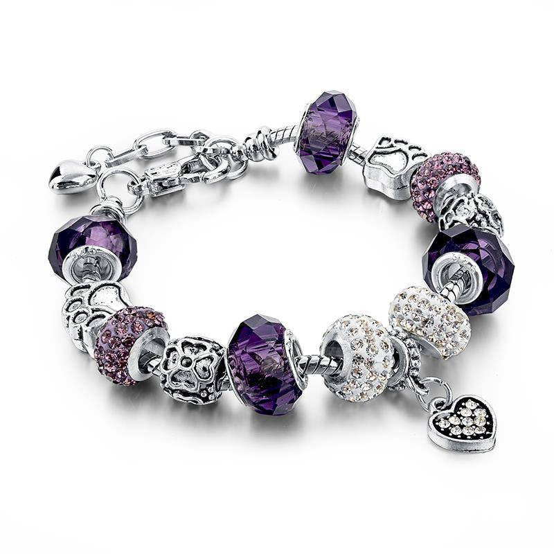 Bracelet crystal Heart Charms
